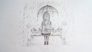 alone sitting drawing sketch umbrella easy pencil draw casteism defeated