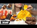 MUKBANG DESSERTS &amp; Chocolate pudding | YELLOW WATERMELON, CHERRY, PEACH, Marshmallow with Pudding