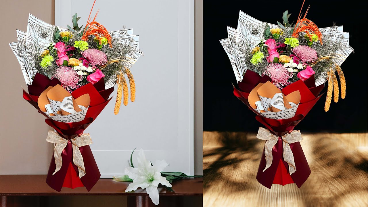 How to wrap flower bouquet using Kraft paper * 크라프트지 꽃다발