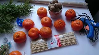 Новогодний букет из мандарин и грецких орехов 🍊🌰