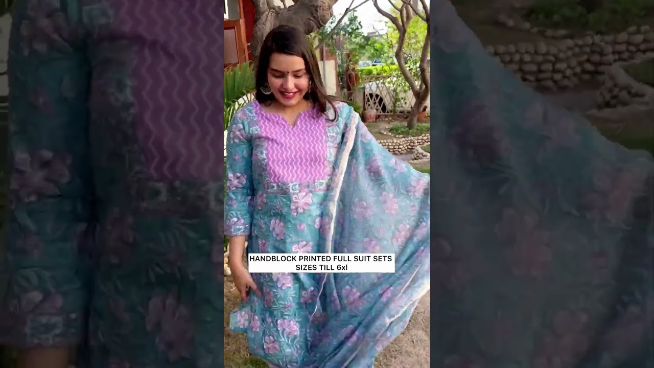 Beautiful handblock printed full suit sets Made in cotton.