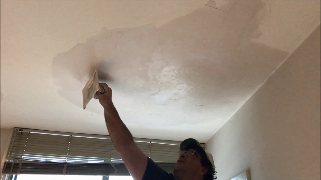 Low Level Plasterboard Rips Water Damaged Plasterboard Ceiling Repair - YouTube