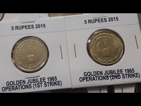 5 Rs Golden Jubilee 1965 Operations Coin Differences