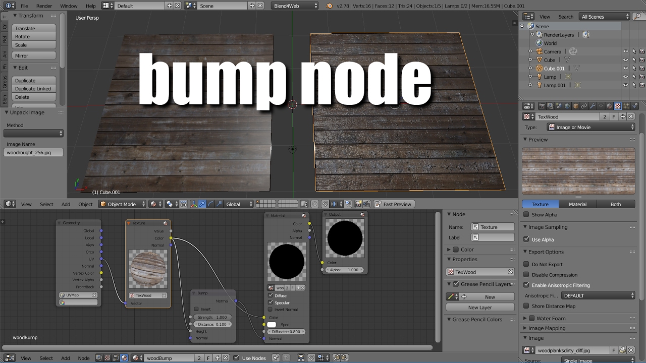 How To Use Texture As A Bump Map Using The Bump Node To Add Surface Detail A 3D Web Model - YouTube