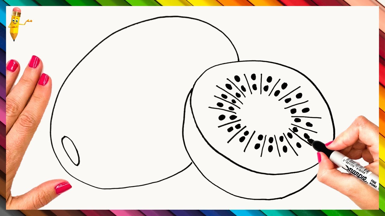 How To Draw A Kiwi Step By Step 🥝 Kiwi Drawing Easy 