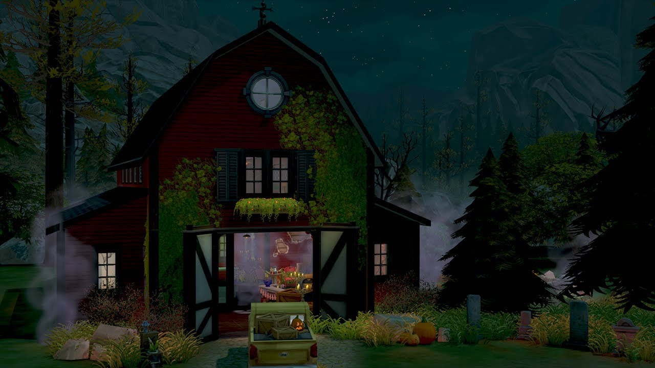 The Sims 4: Hollieween Build Challenge! Haunted Party Barn ...