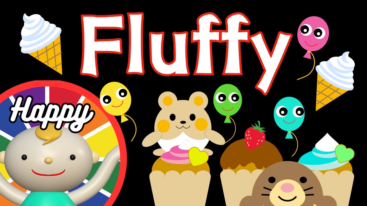 Baby Sensory.【Fluffy】🧁🍦☁️🎈High contrast animation with cute sounds.Calm baby.