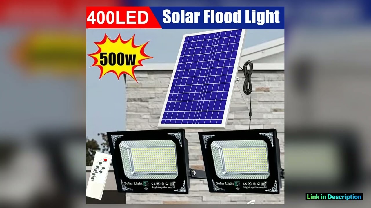 500W Led Solar Light High Bright 2 Head Flood Light Waterproof Outdoor Garden Wall Light with