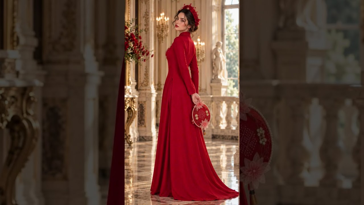 ✨ ELEGANT RED VIETNAMESE ÁO DÀI | TIMELESS TRADITIONAL BEAUTY ✨