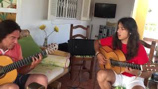 Video thumbnail of "Tomatito y su hijo probando guitarras de Carlosamps"