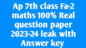 💯ap 7th class maths fa2 question paper 2023-24|7th class fa2 maths question paper 2023 with answer