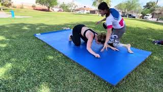 Mom-Jitsu With My Mom-Friend Amy In The Park With Our Kids Off To The Side
