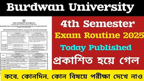 4th Semester Exam Routine 2025 burdwan University
