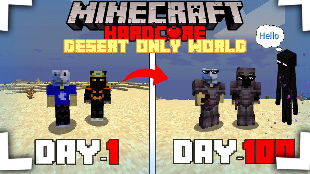We Survived 100 DAYS IN DESERT ONLY World in Minecraft Hardcore!! - YouTube