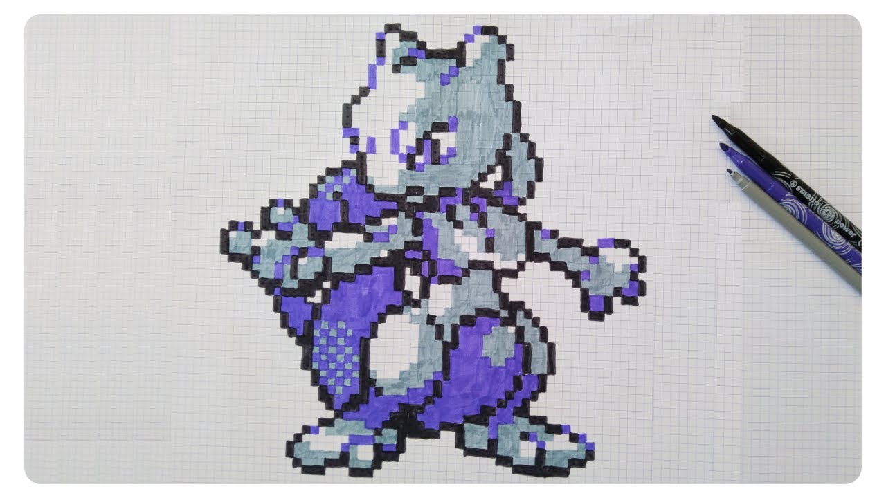 Pixel Art Pokemon Mewtwo Facile