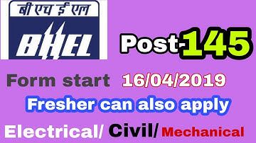BHEL Recruitment Engineer Trainee (EE,ME,CE) 2019 Without GATE