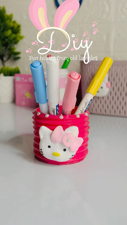 Pen holder from old bangles #shorts #reuseidea #viralshort #diy #crafing #diypenholder