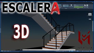 ESCALERA 3D MODELADO EN AUTOCAD