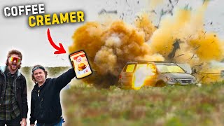 Blowing Up a Car with COFFEE CREAMER?!