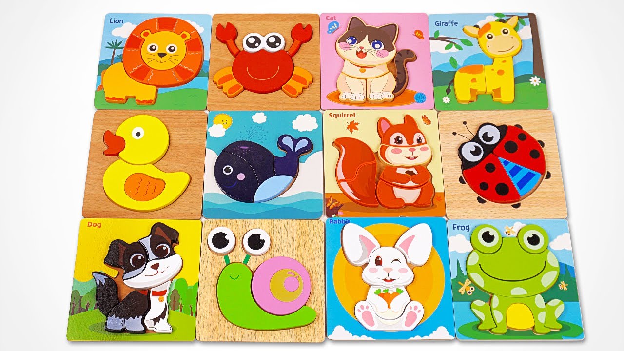 Learn Animal Names & Shapes in English with Activity Puzzle for Toddlers