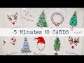 🎄🎅🦌 5 Minutes ONLY 10 Easiest Christmas Cards WATERCOLORS for Beginners ~ ✂️ Maremi's Small Art