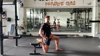 Half Kneeling HF Stretch w/ OH Reach demonstration