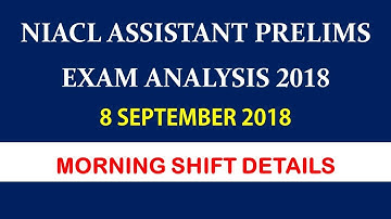 NIACL assistant 8 september 2018 morning shift exam analysis | new india assurance exam 2018