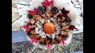 Dollar Store ~ Thanksgiving ~ Fall Wreath ~ Featuring Miriam Joy