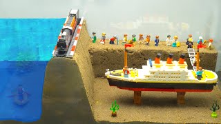 Lego Dam Collapses and Titanic Lego Ship Sinks  Miniature Lego City