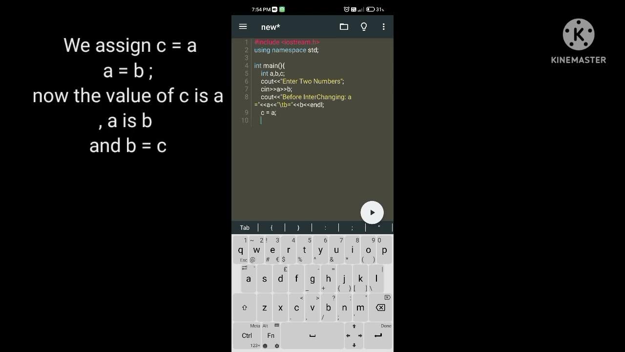 Writing a c++ program to interchange values of two variable using a ...
