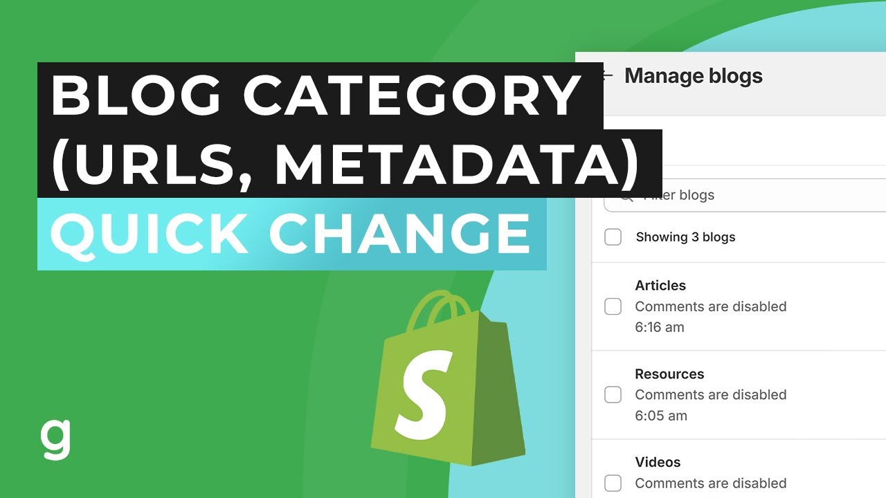 How To Update Blog Categories, URLs, and Metadata on Shopify (With Redirects)