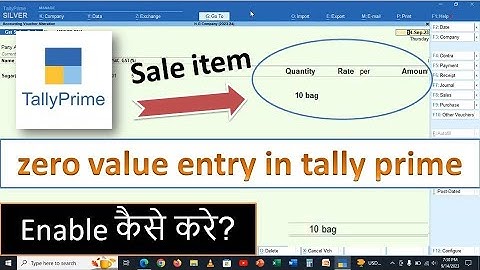 Zero value transaction in Tally Prime | zero value entry in Tally Prime | zero value entry Tally