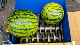 Breaking Glass Bottles & Watermelon drop into the Shredder | ASMR