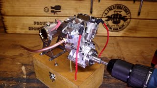 Miniature VTwin Motorcycle Engine startup. What a beast.