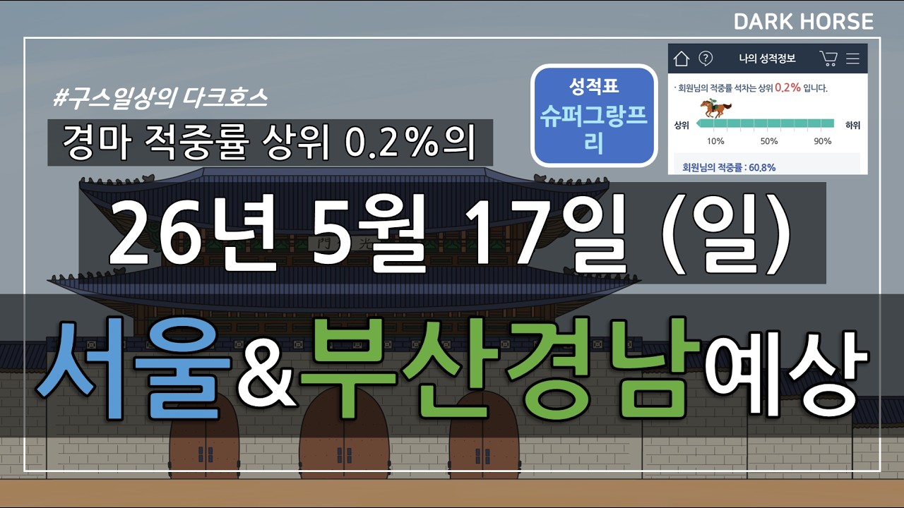 [구스일상 경마예상] 2026년 5월 17일 일요일 서울 부산경남 경마 예상