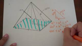 Lateral Area & Surface Area of Pyramid: Given its height and slant height