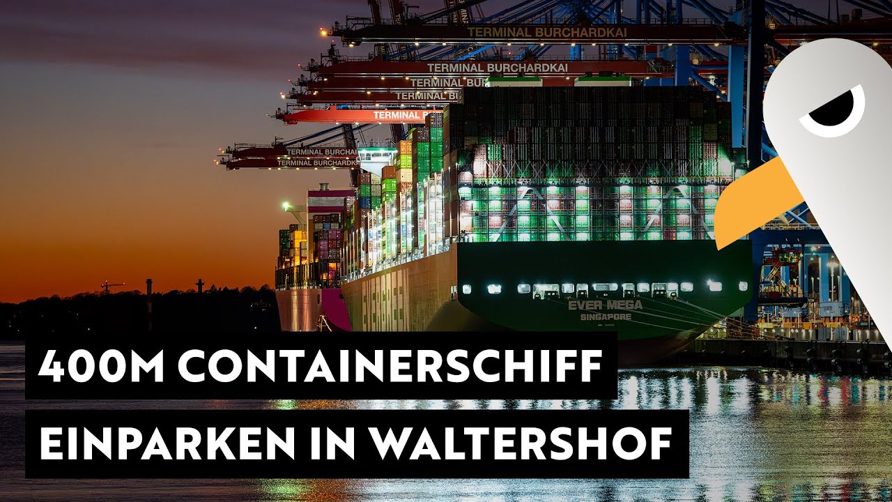 Hamburger Hafen bei Nacht: 400-Meter-Riese Ankunft am Containerterminal