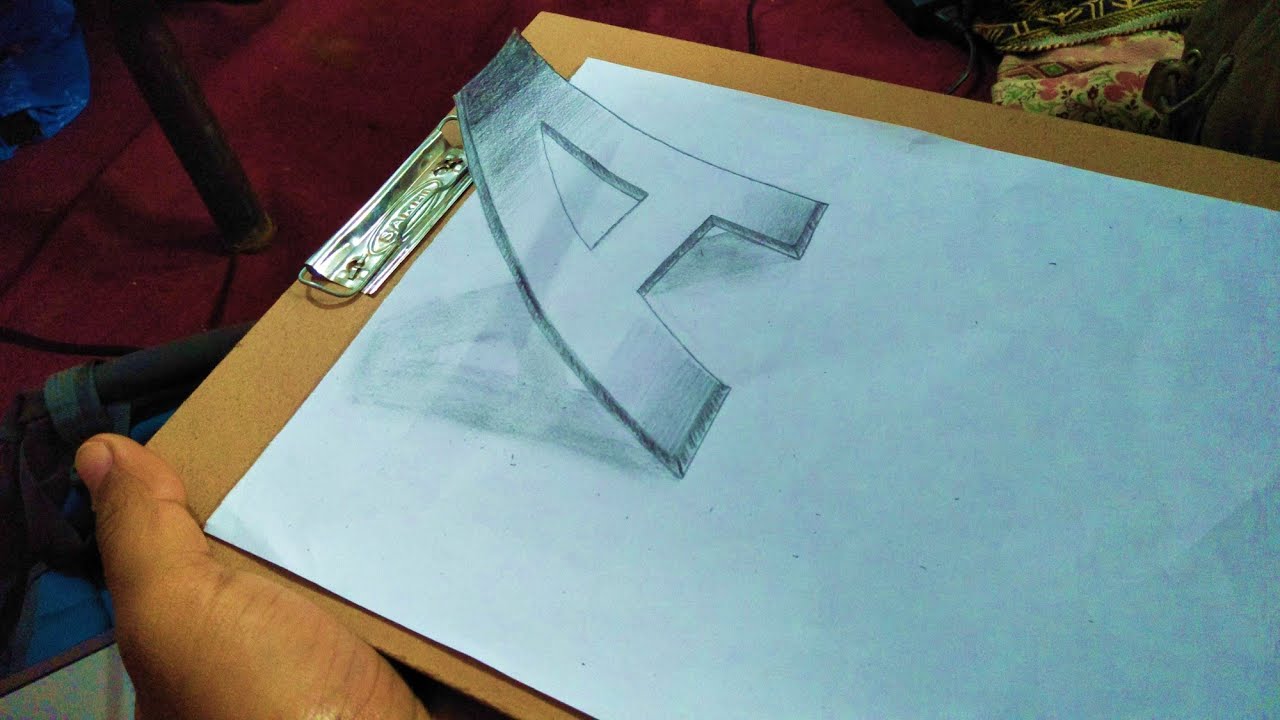 How To Draw 3D Floating Letter "A" very easy YouTube