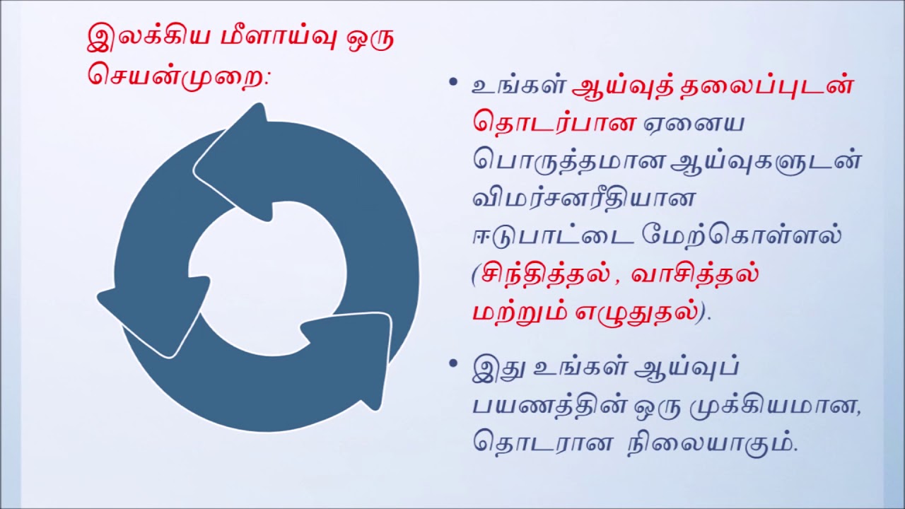 literature review meaning tamil