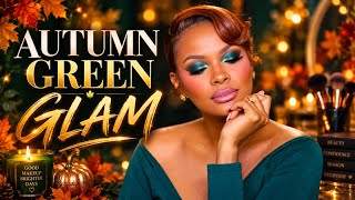 Dark Green Autumn Glam 🍂💚 | The PERFECT Fall Makeup Look screenshot 3