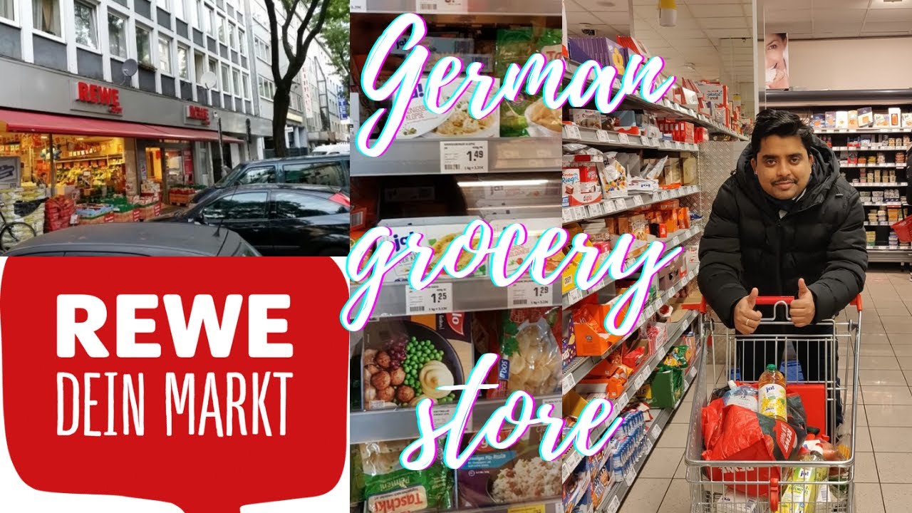 German Supermarket Grocery Shopping in Dusseldorf Germany Rewe