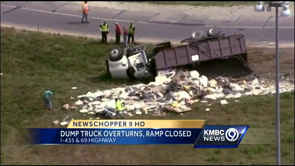 Overturned dump truck shuts down Highway 69 ramp - YouTube