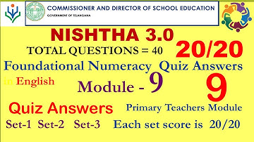 Diksha Module 9 quiz answers in English |Nishtha 3.0 Quiz key |Foundational Numeracy answers |