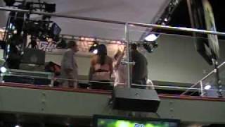 Olivia Munn & Jon Favreau at the G4 Booth for Comic con 09
