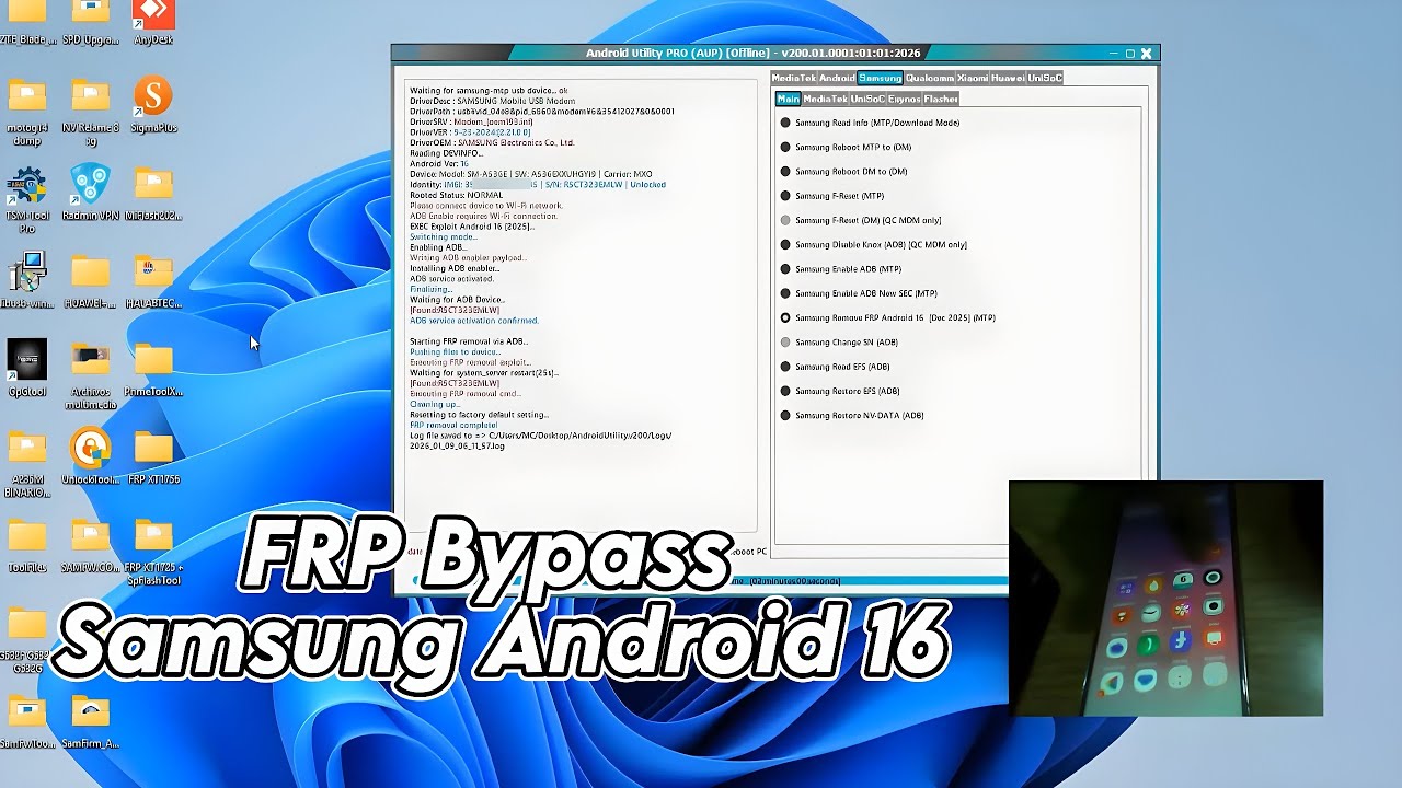 Удаление учетной записи Google со всех устройств Samsung с Android 16 — обход FRP 2026