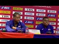 Men's 100m Press Conference: Christian Coleman, Justin Gatlin, Andre De Grasse 2019 World Champs 1/2