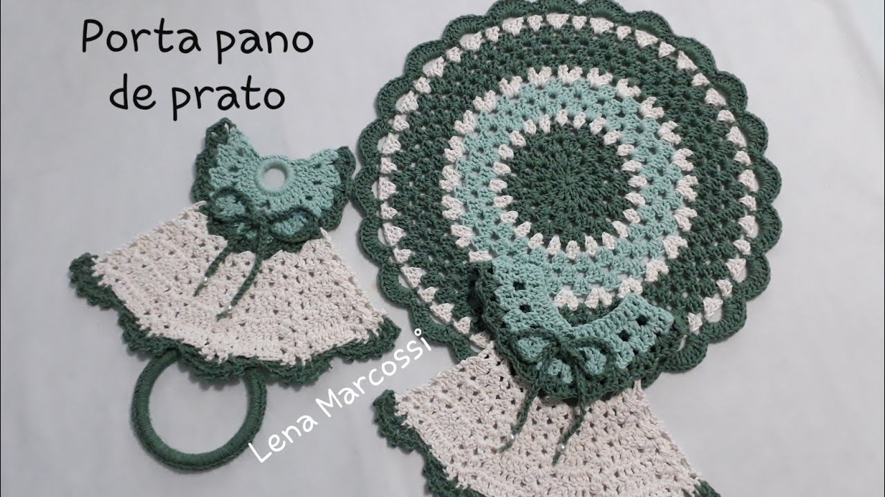 💚(Destro) Porta pano de prato em crochê/ kit fogão dia das mães #lenamarcossi #Crochétka #shorts