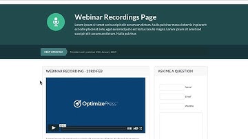 OptimizePress Club: Club - Membership Site Webinar Recording Page Template