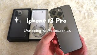 Iphone 13 Pro (graphite, 256gb) aesthetic unboxing & accessories