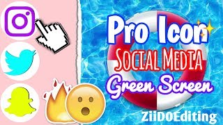 Pro Icon Social Media green Screen ✨ |  👍 أيقونات برامج التواصل الإجتماعي للمونتاج